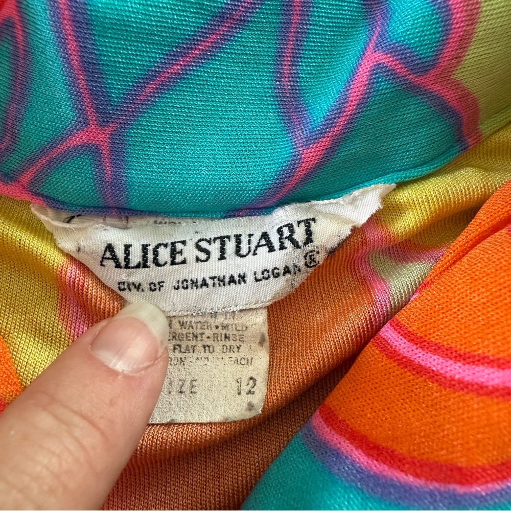 70’s Alice Stuart mod colorful hippie vintage button shirt - Picture 10 of 11
